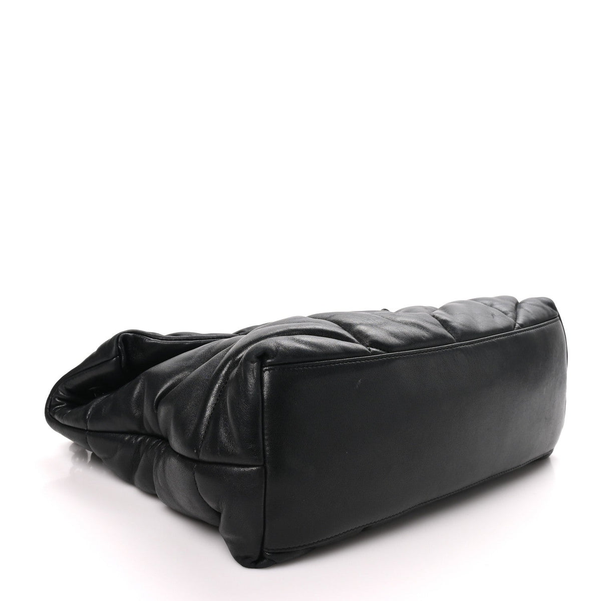 Lambskin Quilted Monogram Monochrome Medium Loulou Puffer Chain Satchel Black