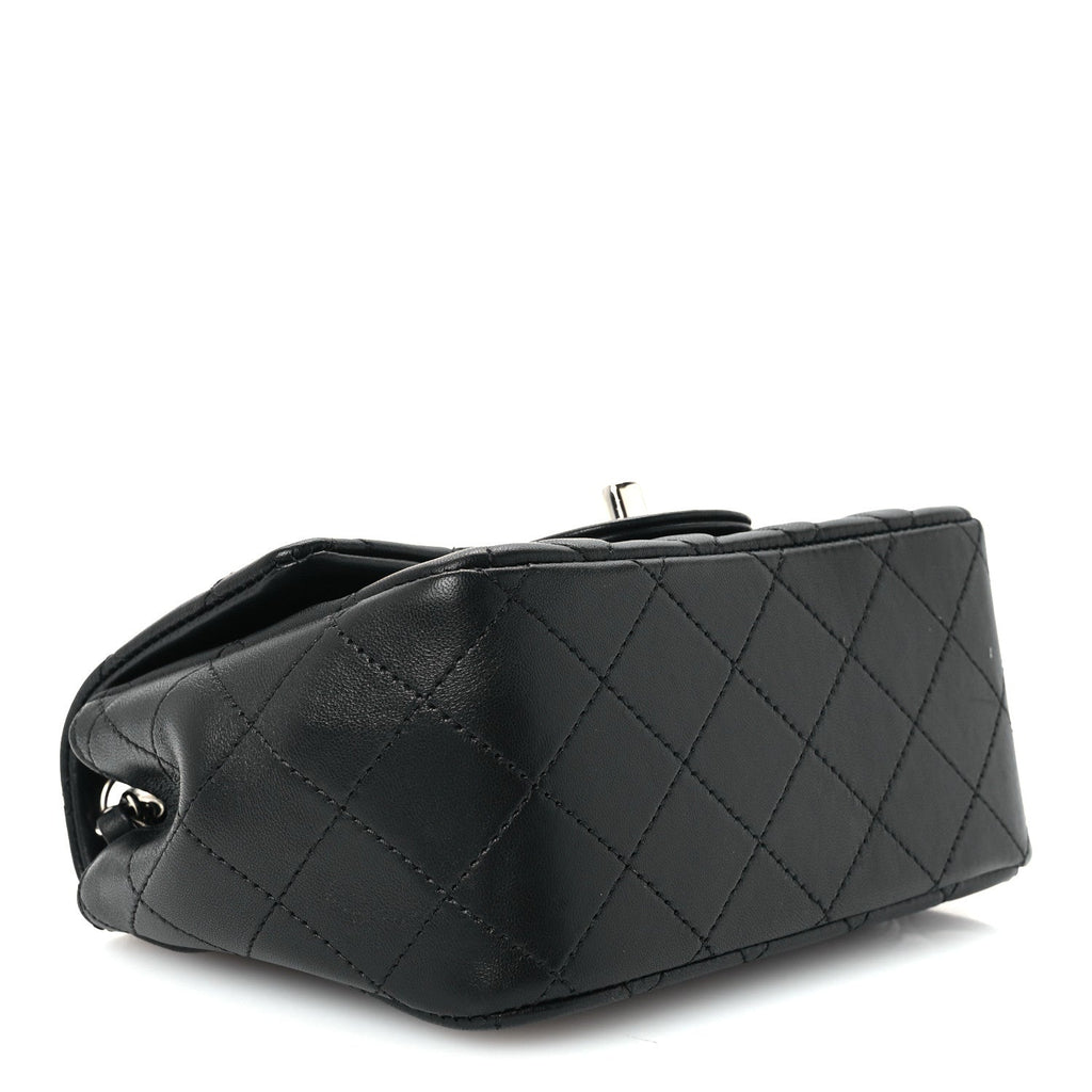 Lambskin Quilted Mini Square Flap Black