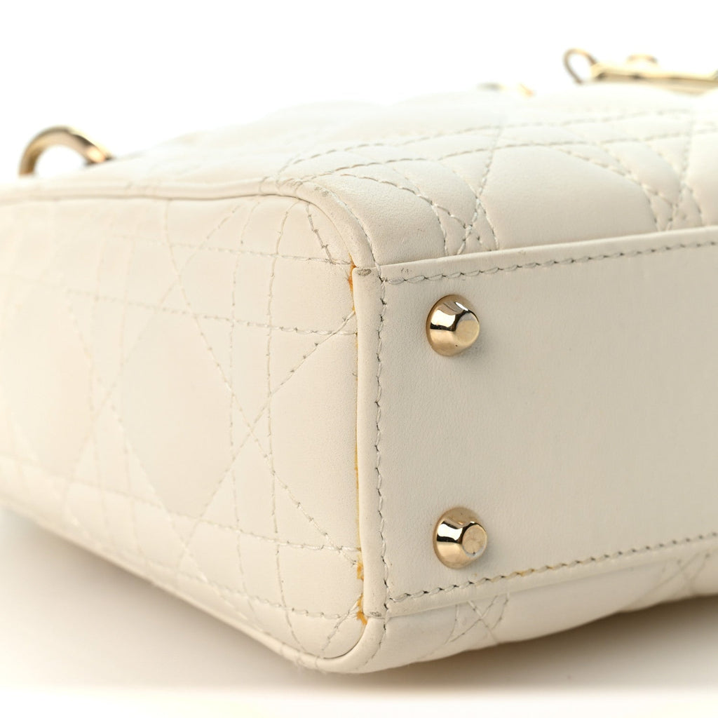 Lambskin Cannage Mini Lady Dior White