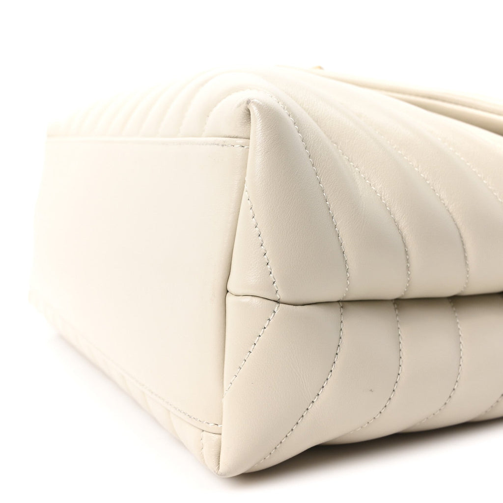 Calfskin Y Quilted Monogram Medium Loulou Chain Satchel Crema Soft