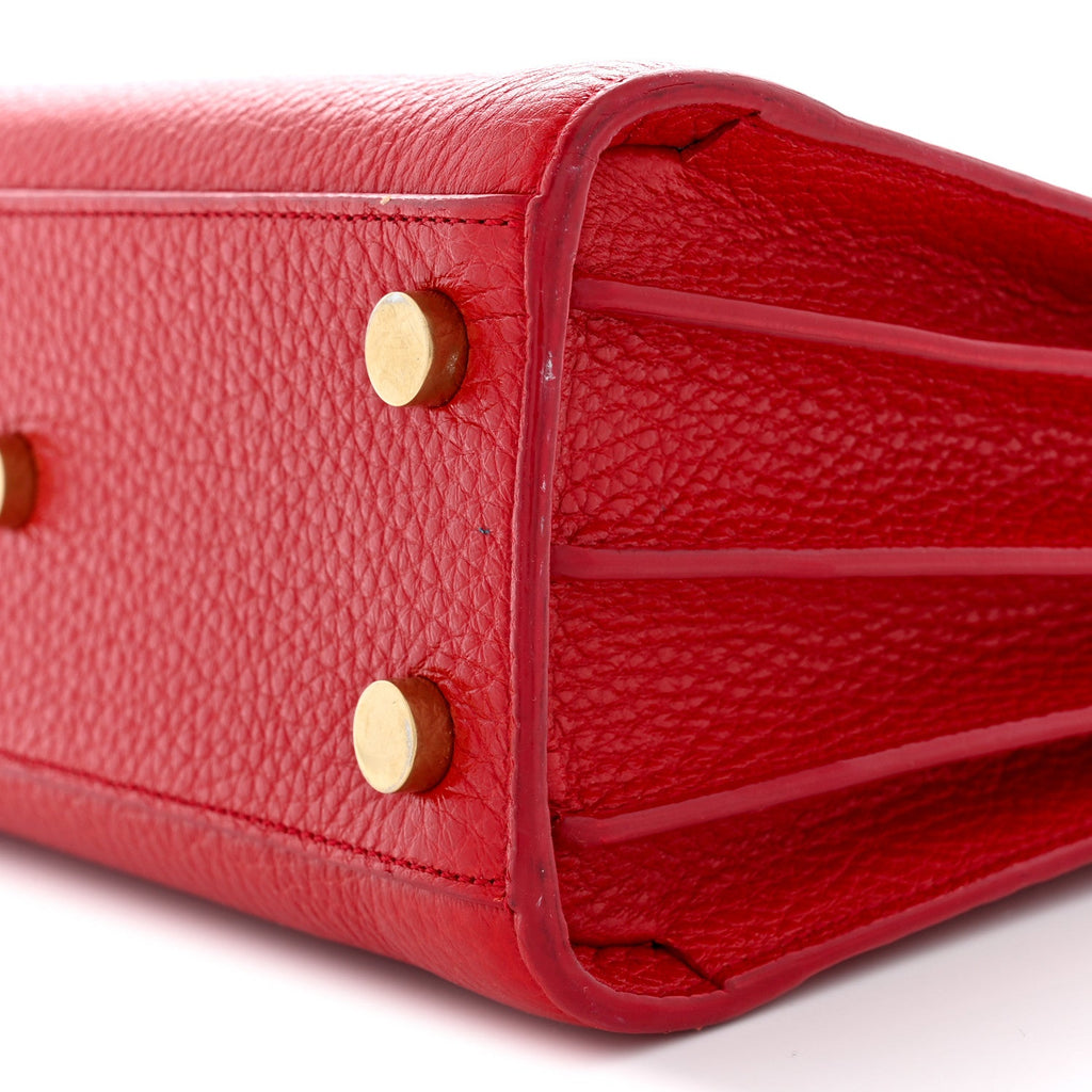 Grained Calfskin Nano Sac De Jour Lipstick Red