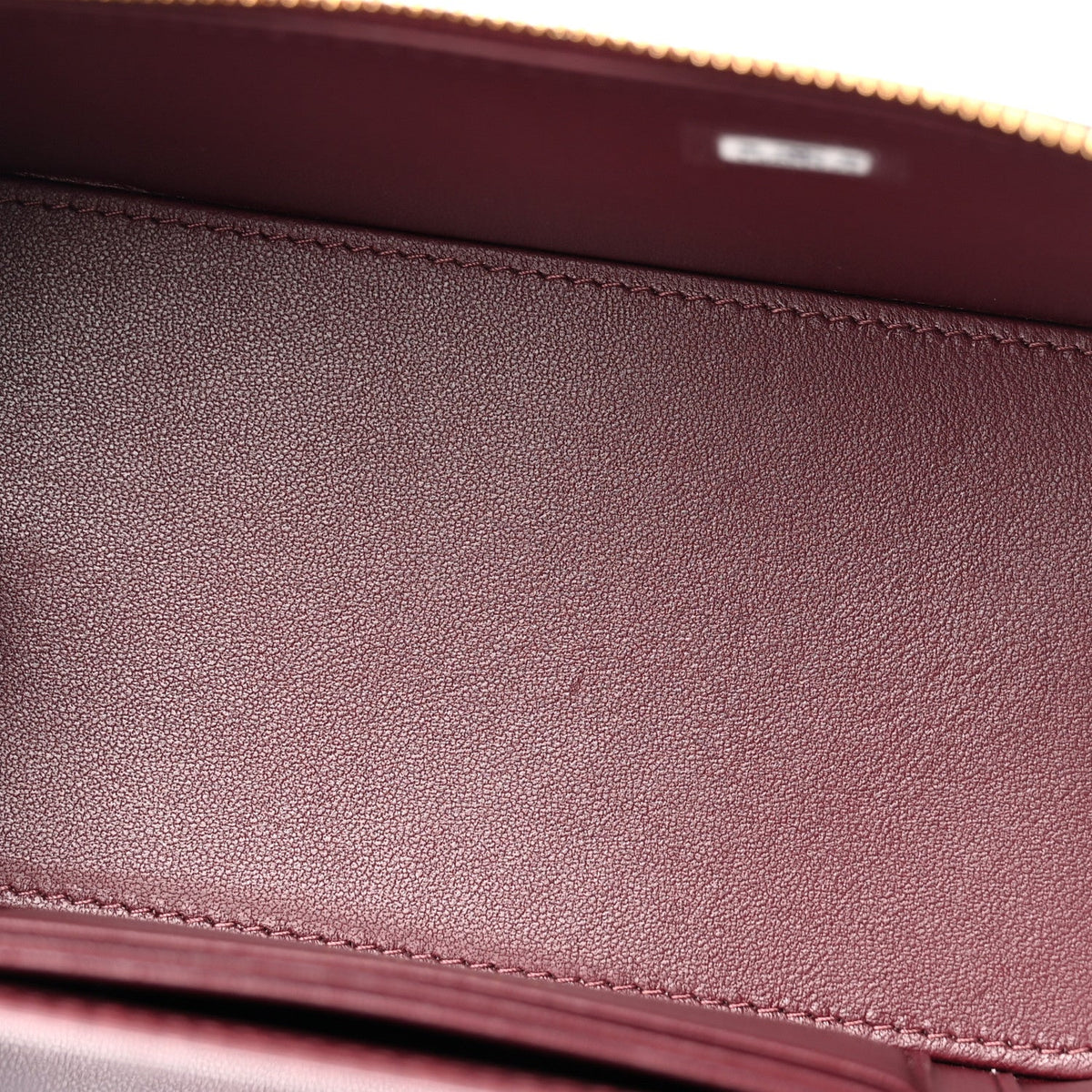 Calfskin Crocodile Embossed Crococo Small Top Handle Vanity Case With Chain Dark Burgundy