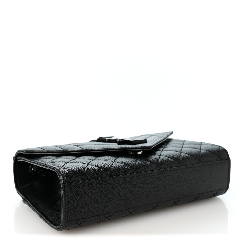 Grain De Poudre Textured Mixed Matelasse Triquilt Small Monogram Monochrome Satchel Black