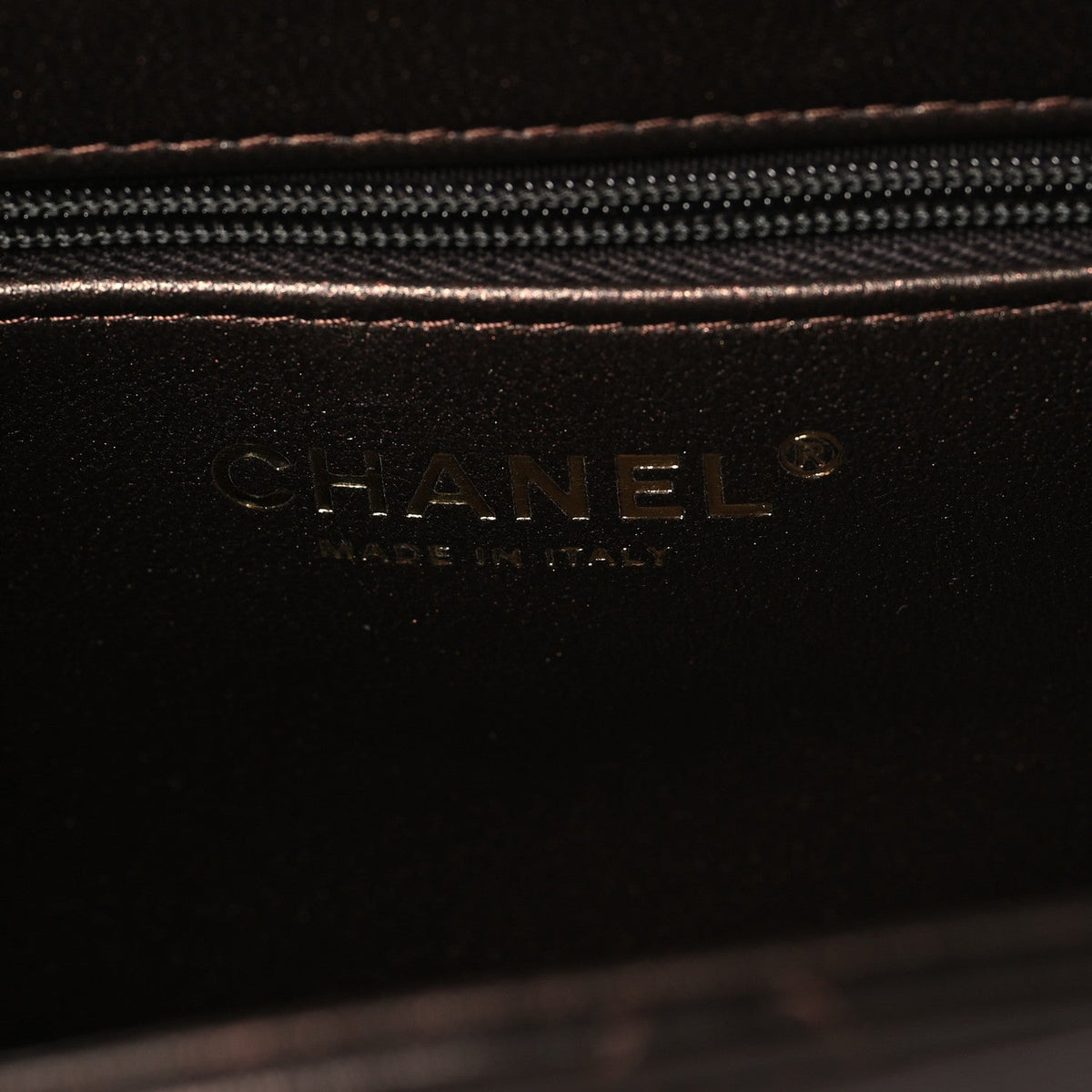 Metallic Aged Calfskin Quilted Nano Kelly Shopper Dark Brown