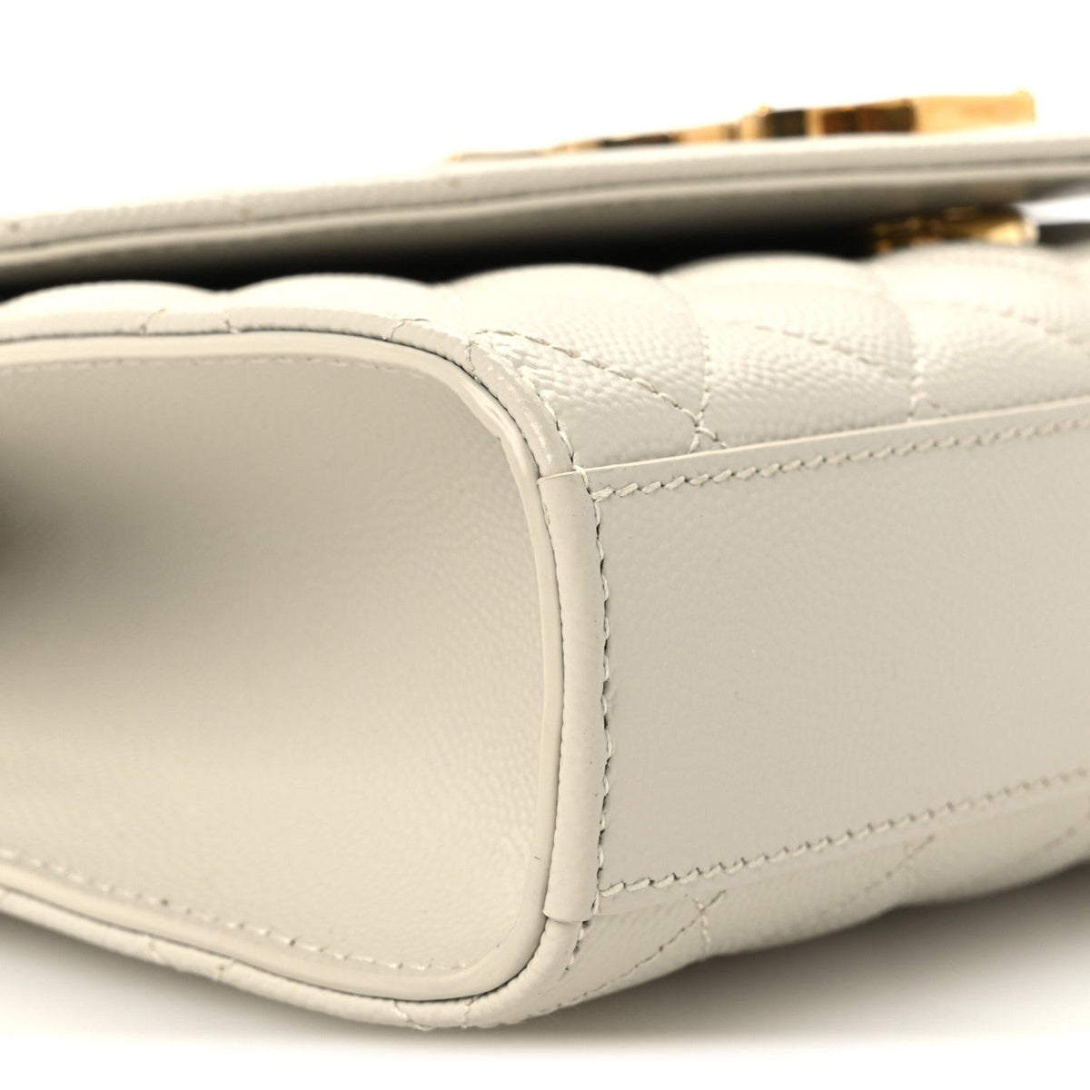 Grain De Poudre Textured Mixed Matelasse Triquilt Small Monogram Satchel Crema Soft