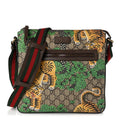 GG Supreme Monogram Bengal Web Medium Flat Messenger Beige Yard