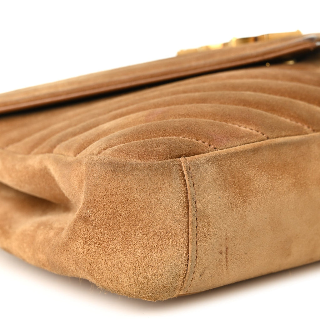 Suede Matelasse Chevron Monogram Medium College Bag Cinnamon