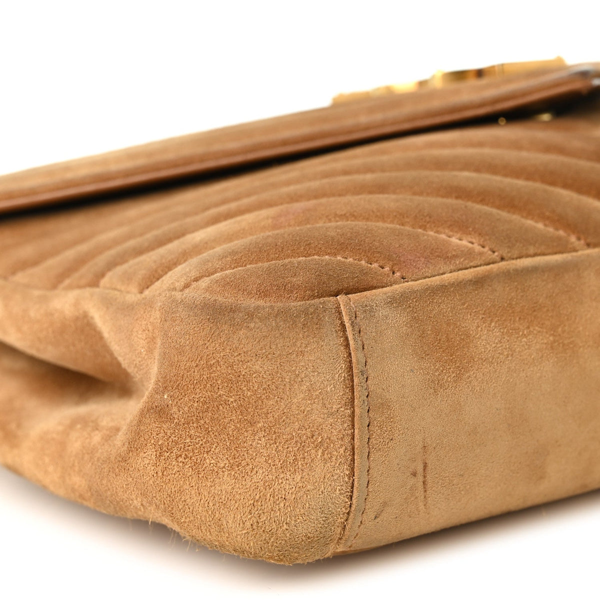 Suede Matelasse Chevron Monogram Medium College Bag Cinnamon