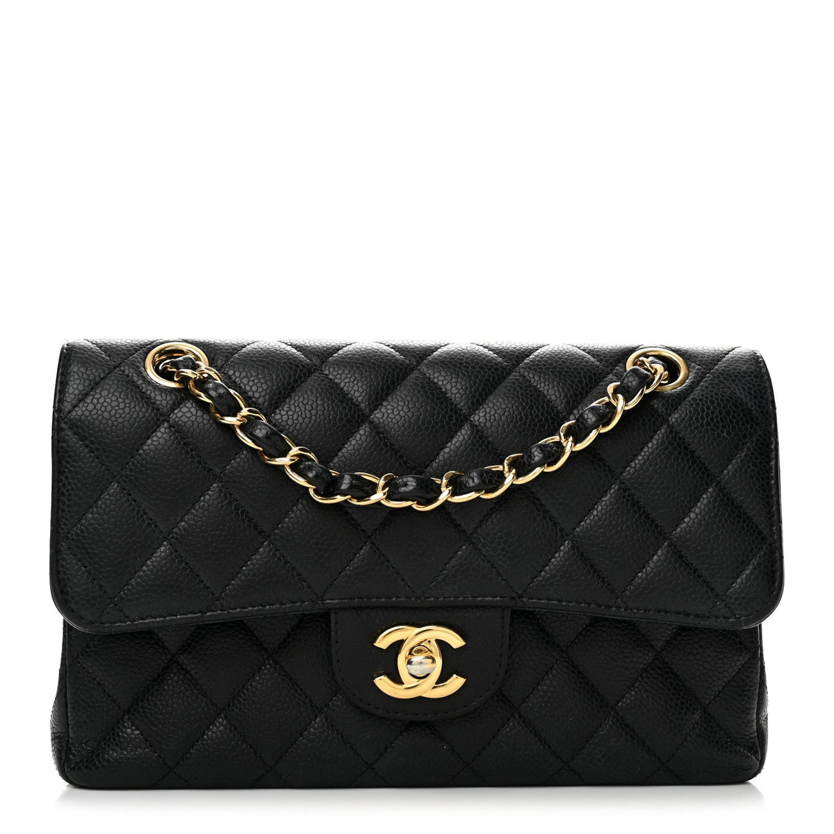 Caviar Quilted Small Double Flap Black