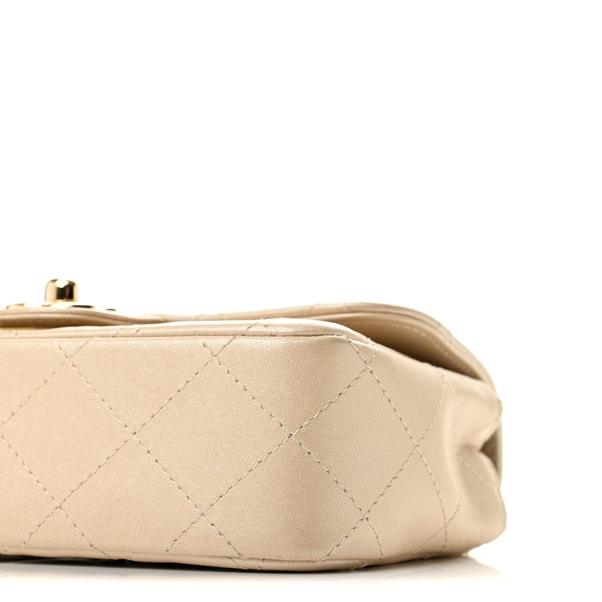 Metallic Lambskin Quilted Extra Mini V For Victory Flap Light Gold