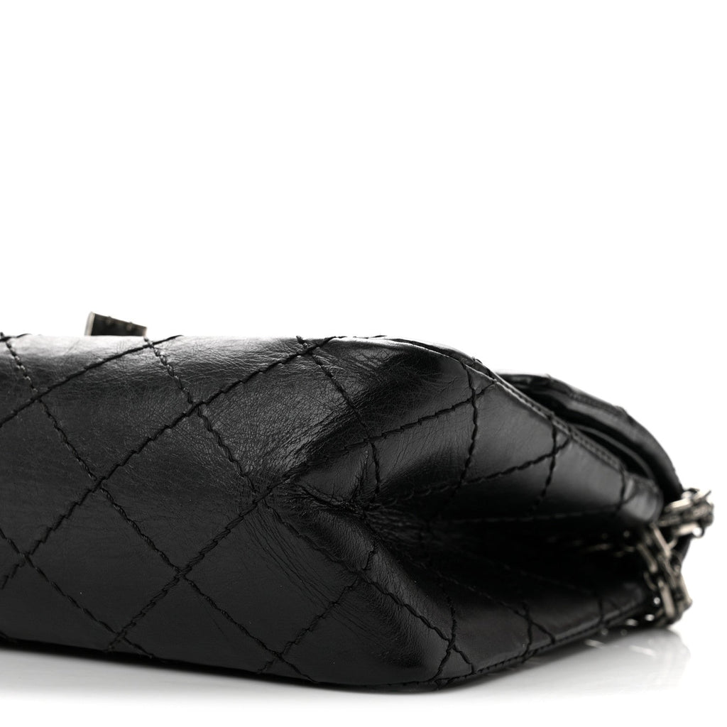 Aged Calfskin Quilted 2.55 Reissue Mini Flap Black