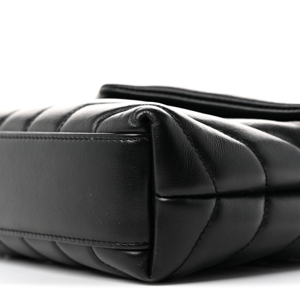 Calfskin Y Quilted Monogram Monochrome Toy Loulou Crossbody Bag Black