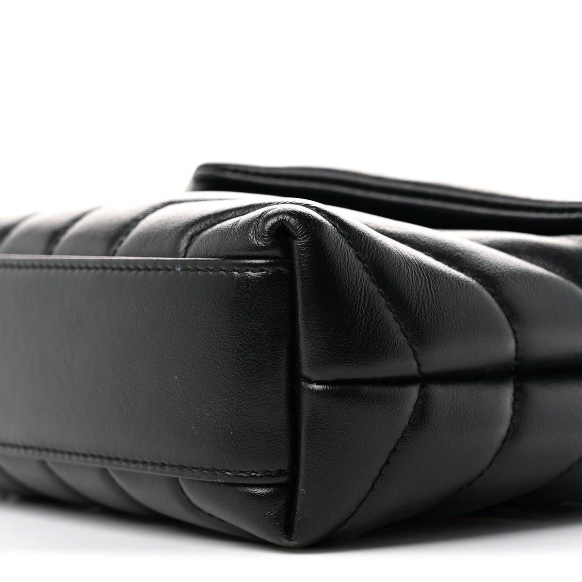 Calfskin Y Quilted Monogram Monochrome Toy Loulou Crossbody Bag Black