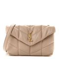 Lambskin Quilted Toy Loulou Puffer Monogram Chain Satchel Dark Beige