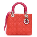 Lambskin Cannage Tri-Color Medium Lady Dior Orange Riviera Fuchsia Cosmopolitan Lipstick Natural