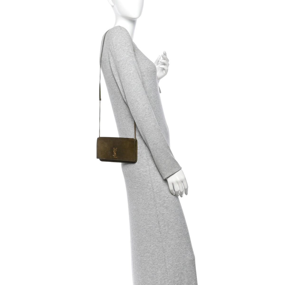 Suede Monogram Phone Holder Crossbody Loden Green