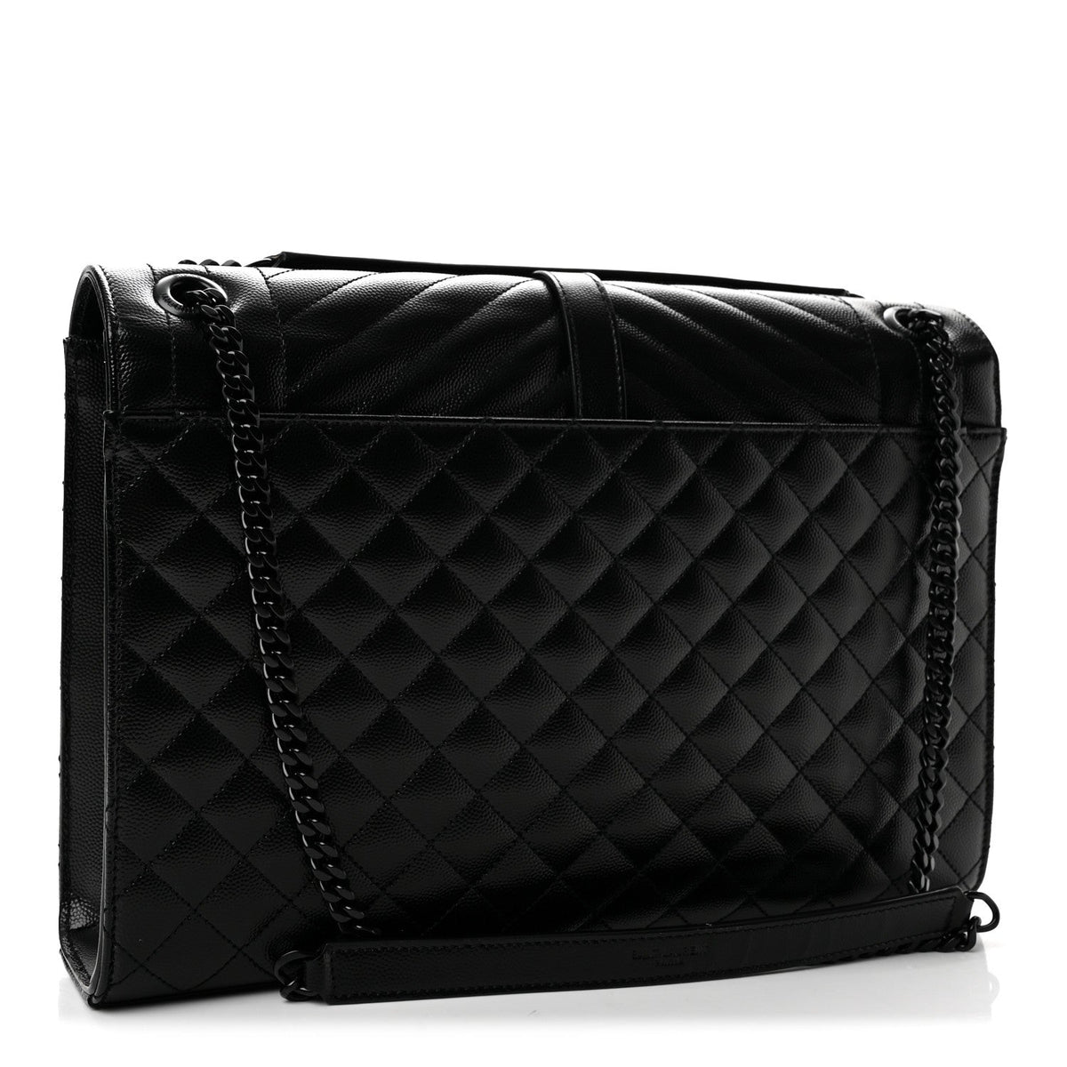 Grain De Poudre Textured Mixed Matelasse Large Triquilt Monogram Monochrome Satchel Black