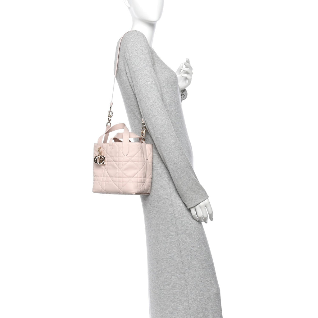 Calfskin Macrocannage Small Toujours Vertical Tote Powder Pink
