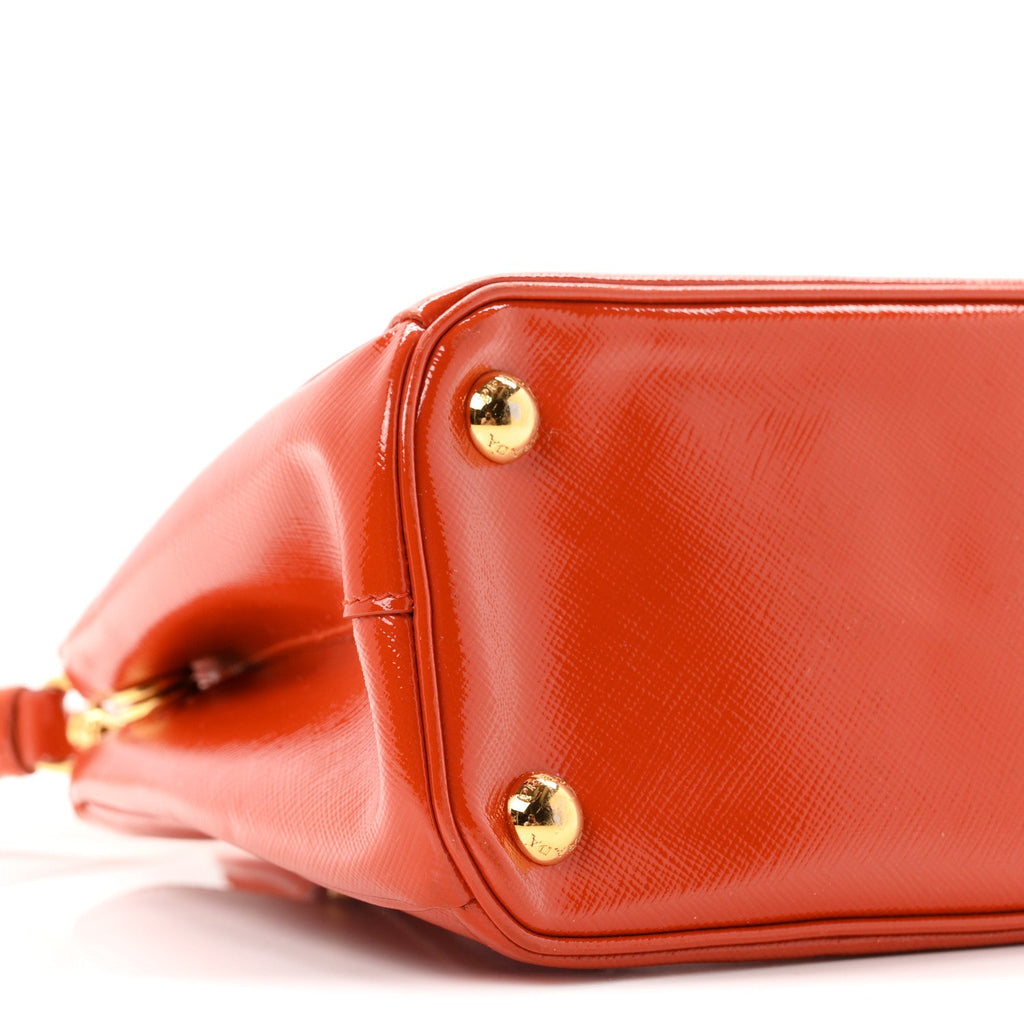 Saffiano Vernice Small Galleria Double Zip Tote Papaya