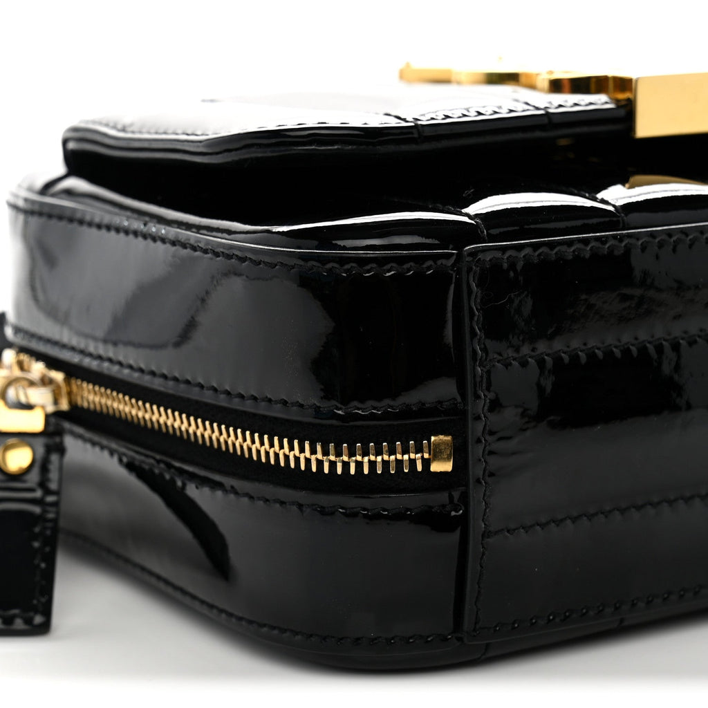Patent Matelasse Monogram Toy Vicky Camera Bag Black