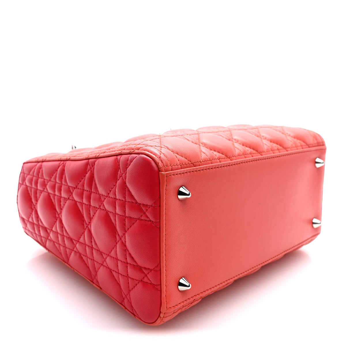 Lambskin Cannage Tri-Color Medium Lady Dior Orange Riviera Fuchsia Cosmopolitan Lipstick Natural