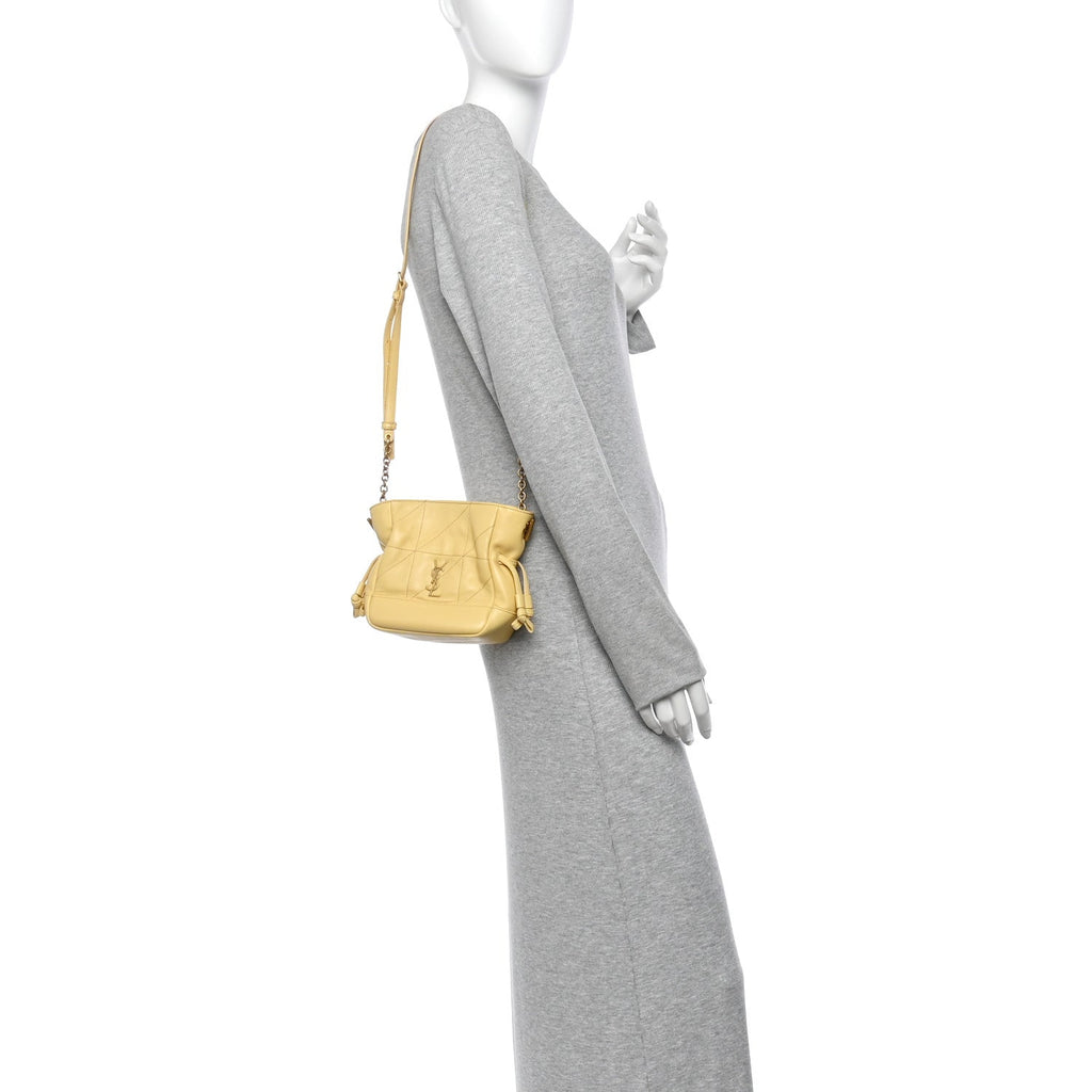 Lambskin Matelasse Monogram Mini Jamie Shoulder Pouch Bag Soft Lemon