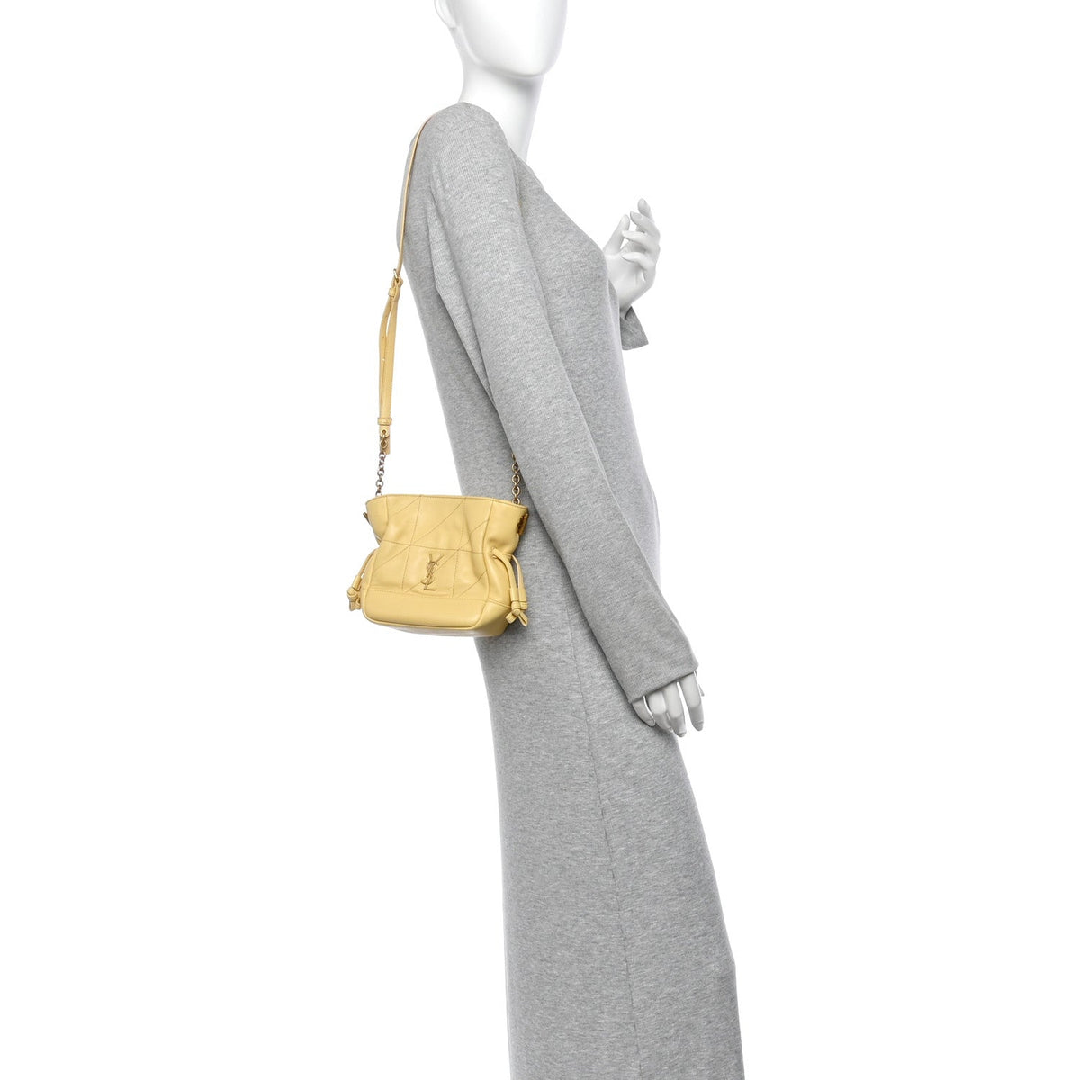 Lambskin Matelasse Monogram Mini Jamie Shoulder Pouch Bag Soft Lemon
