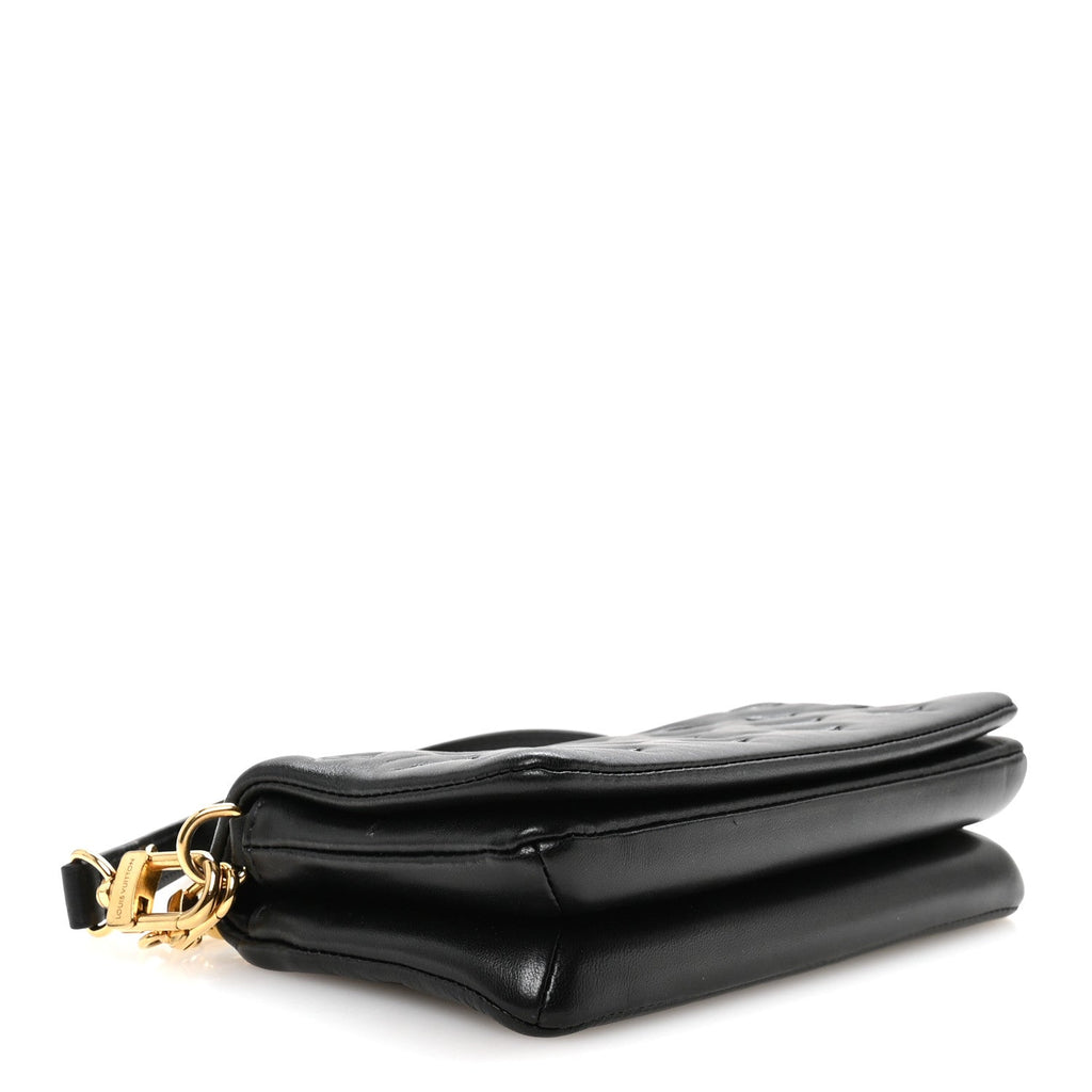 Lambskin Embossed Monogram Pochette Coussin Crossbody Black
