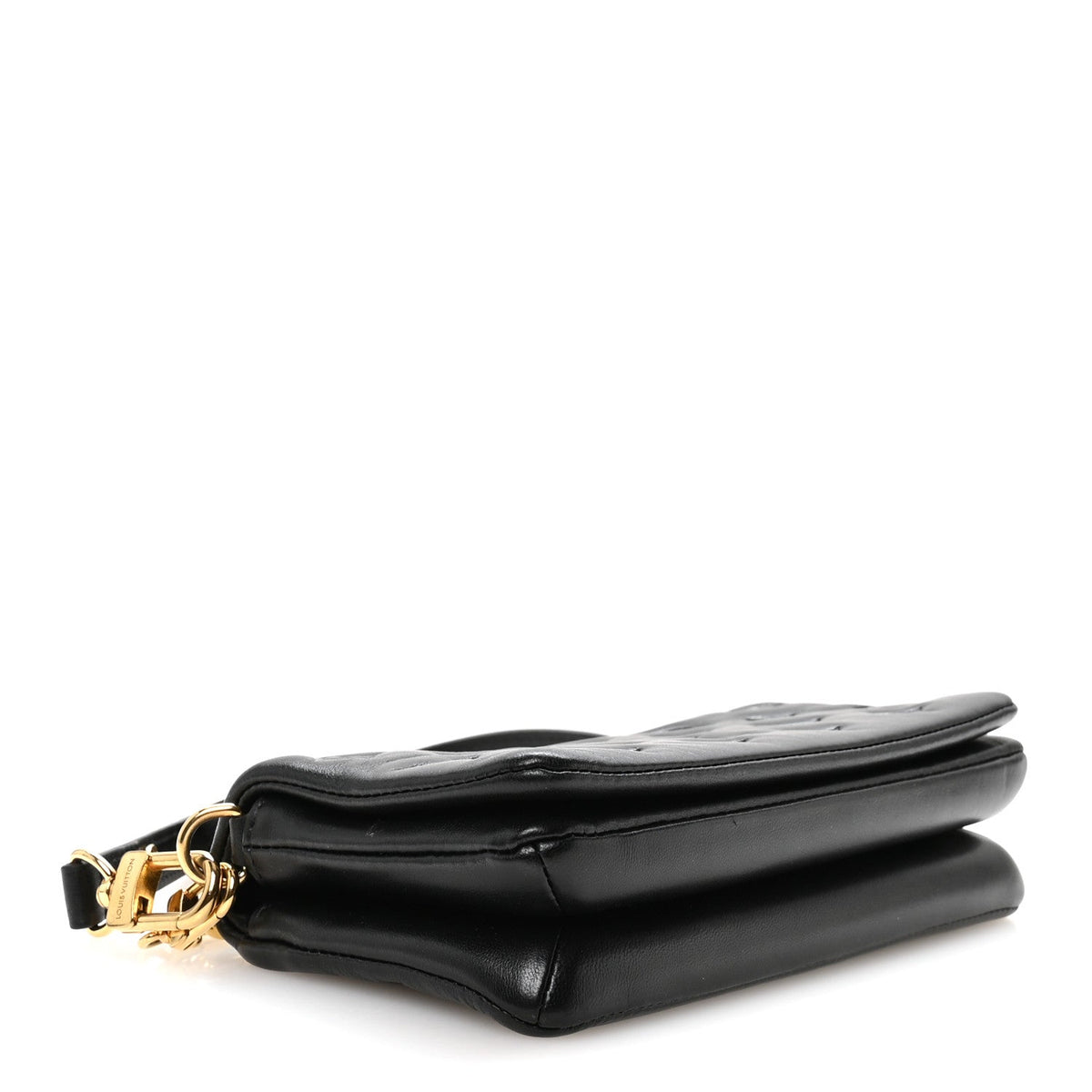 Lambskin Embossed Monogram Pochette Coussin Crossbody Black