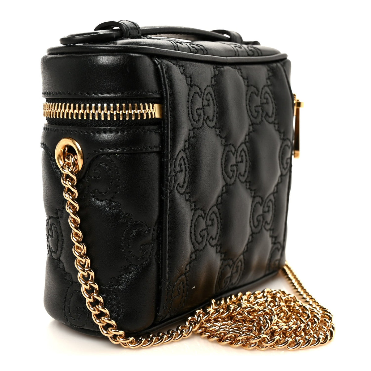 Calfskin GG Matelasse Mini Top Handle Bag Black