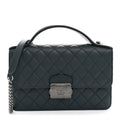 Goatskin Quilted Small CC University Top Handle Flap Dark Green