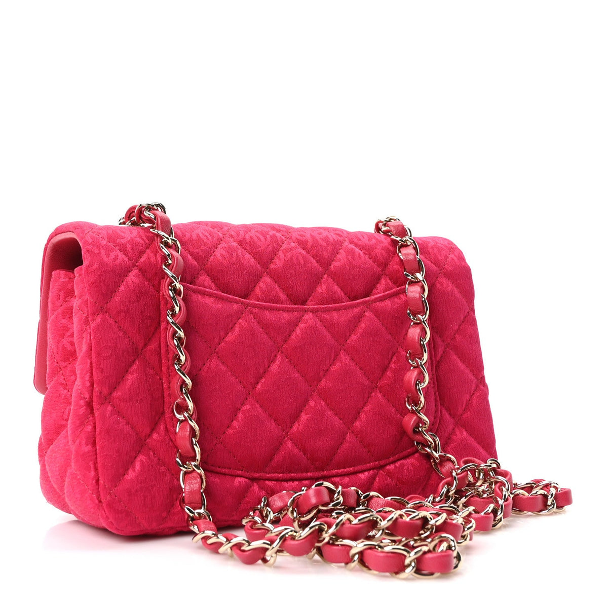 Satin Quilted CC Mini Rectangular Flap Dark Pink