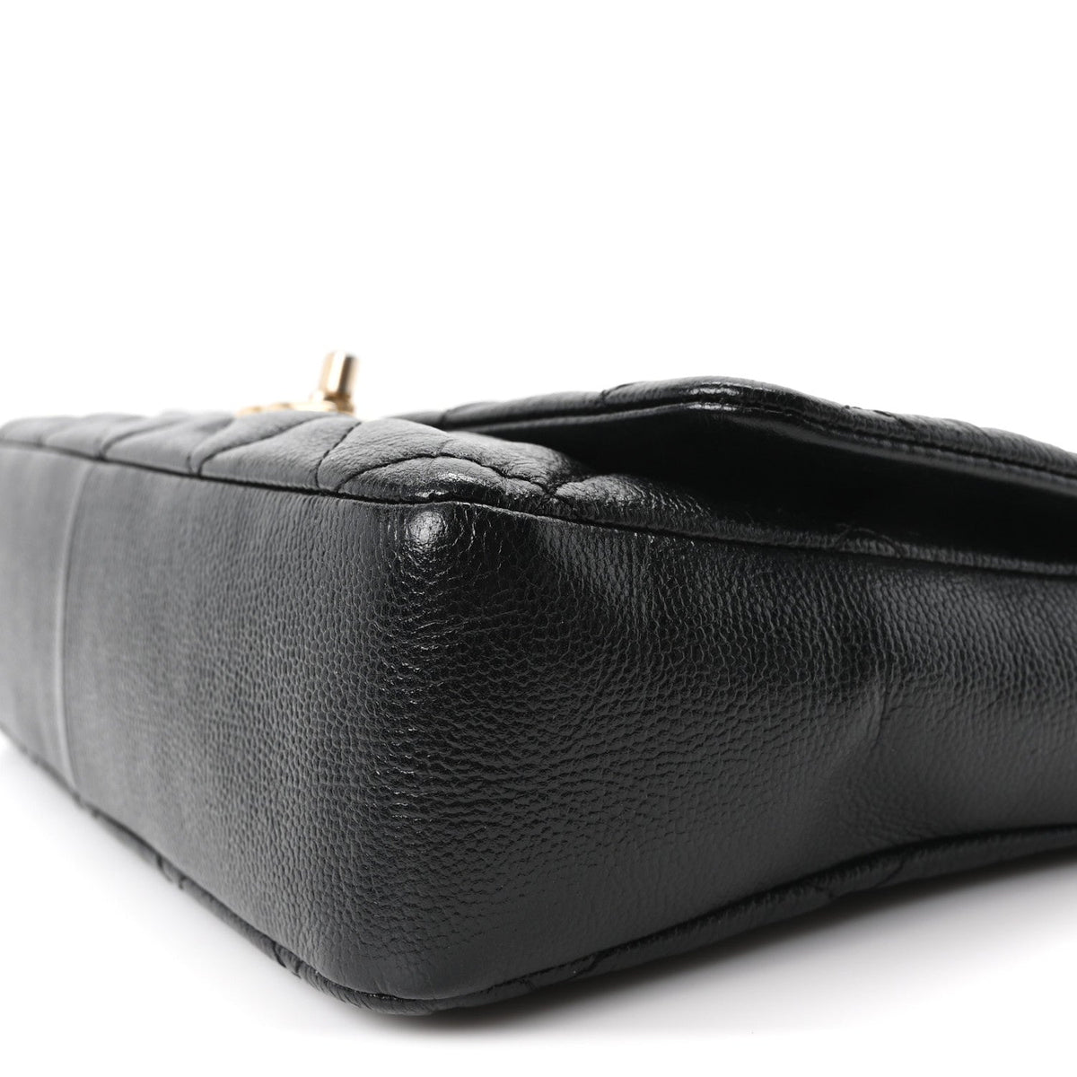Shiny Caviar Quilted Large Chain Melody Flap Black