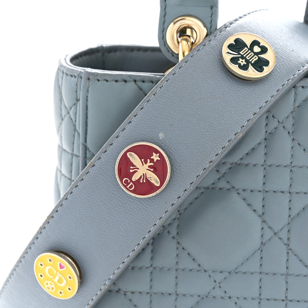 Lambskin Cannage Small Lucky Badges My Lady Dior Cloud Blue
