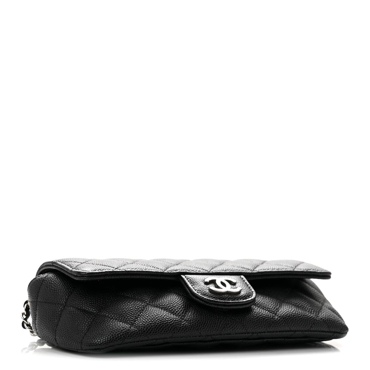 Caviar Quilted Glasses Case With Chain Black