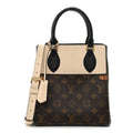 Calfskin Monogram Fold Tote PM Cream Khaki Black