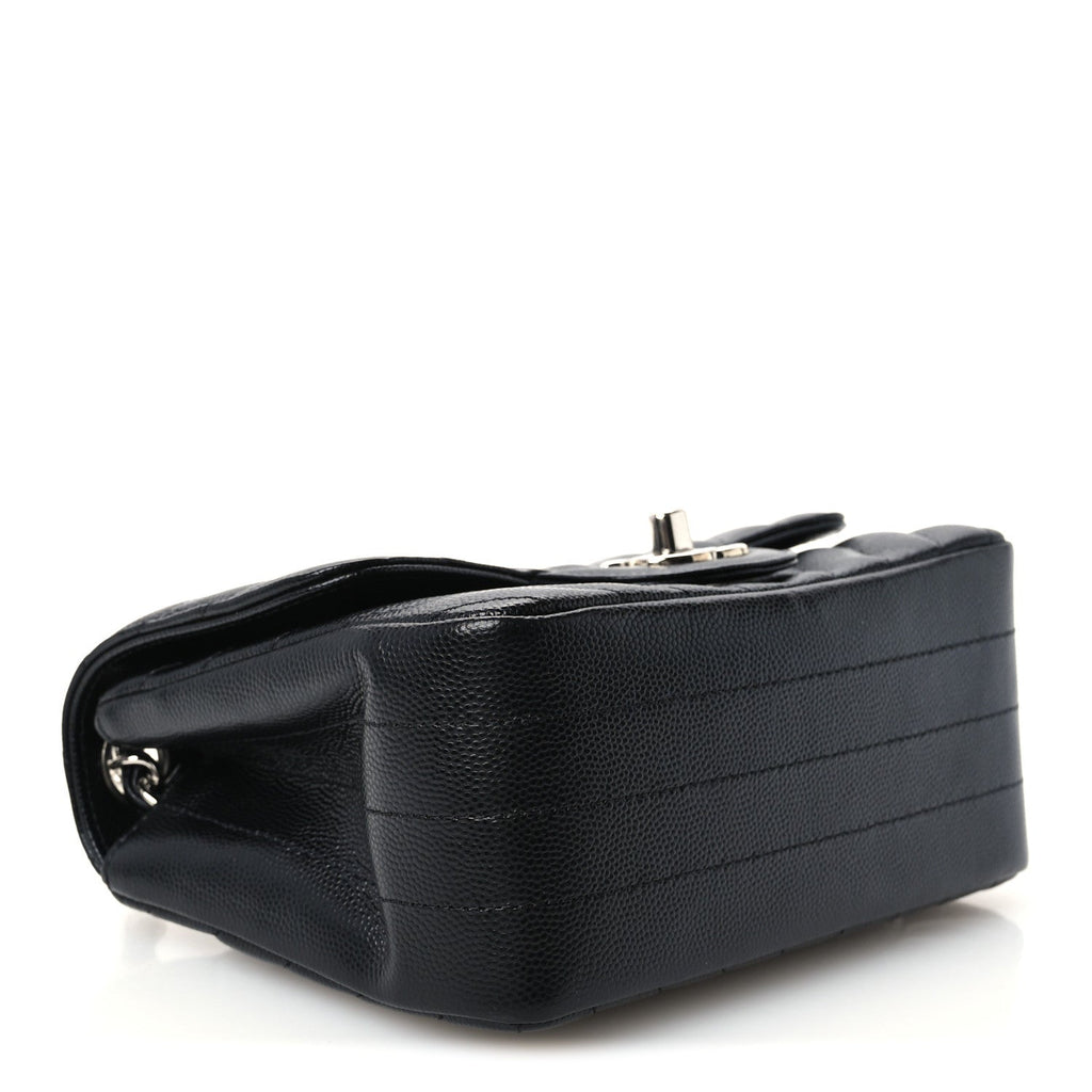 Caviar Chevron Quilted Mini Square Flap Black