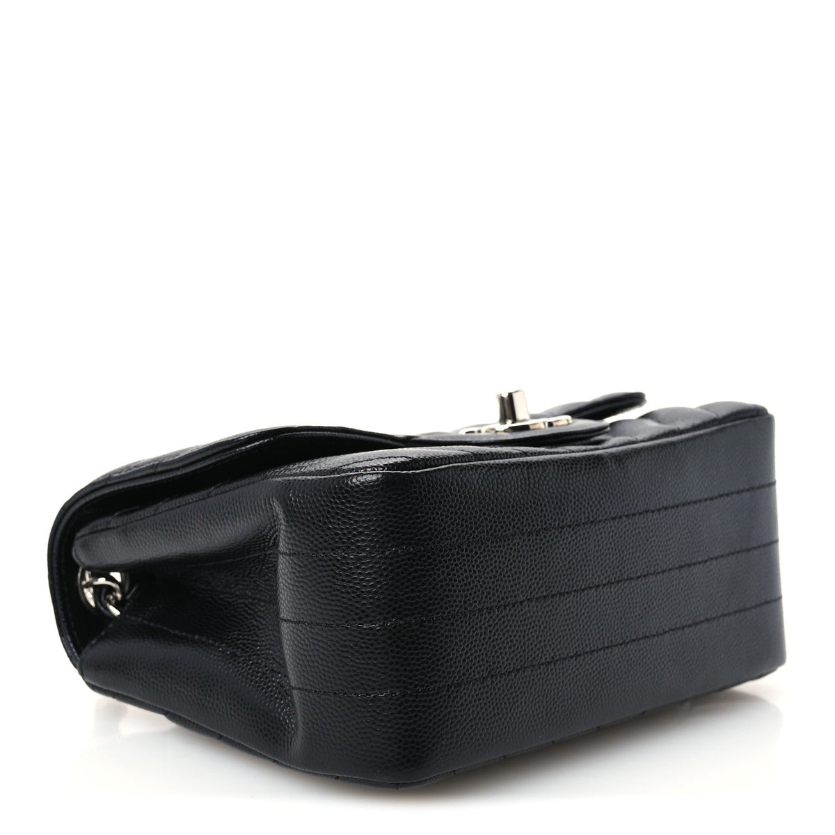 Caviar Chevron Quilted Mini Square Flap Black