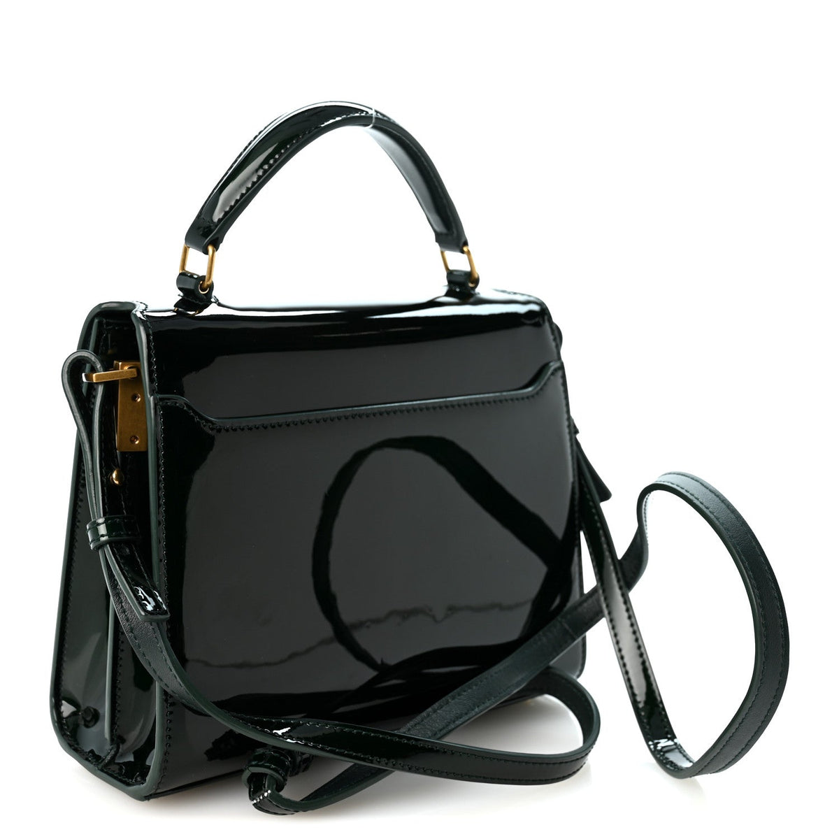 Patent Calfskin Mini Classic Monogram Cassandra Top Handle Green