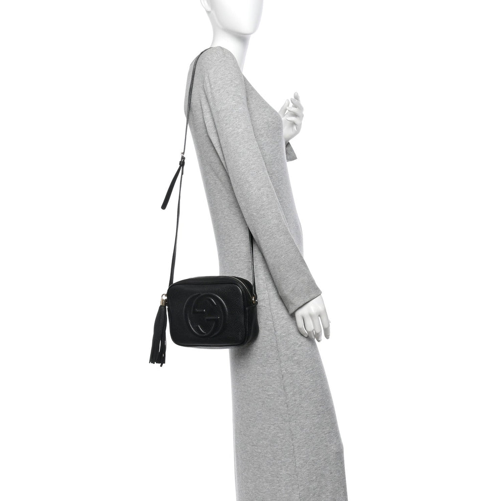 Pebbled Calfskin Small Soho Disco Bag Black