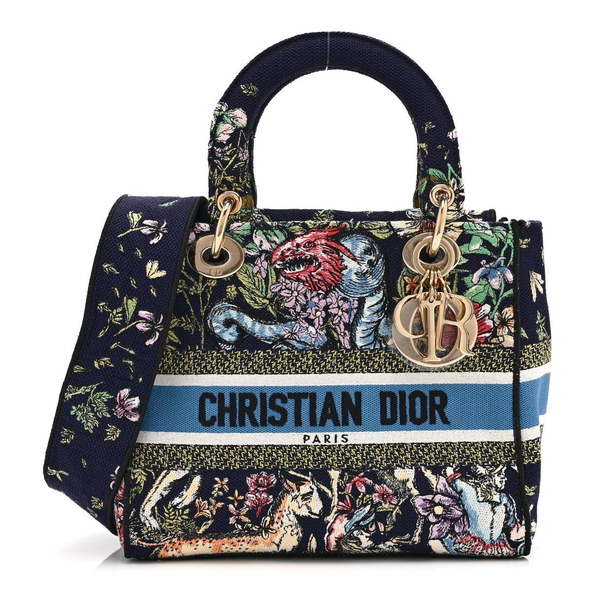 Canvas D-Constellation Embroidered Medium Lady D-Lite Bleu Multicolor