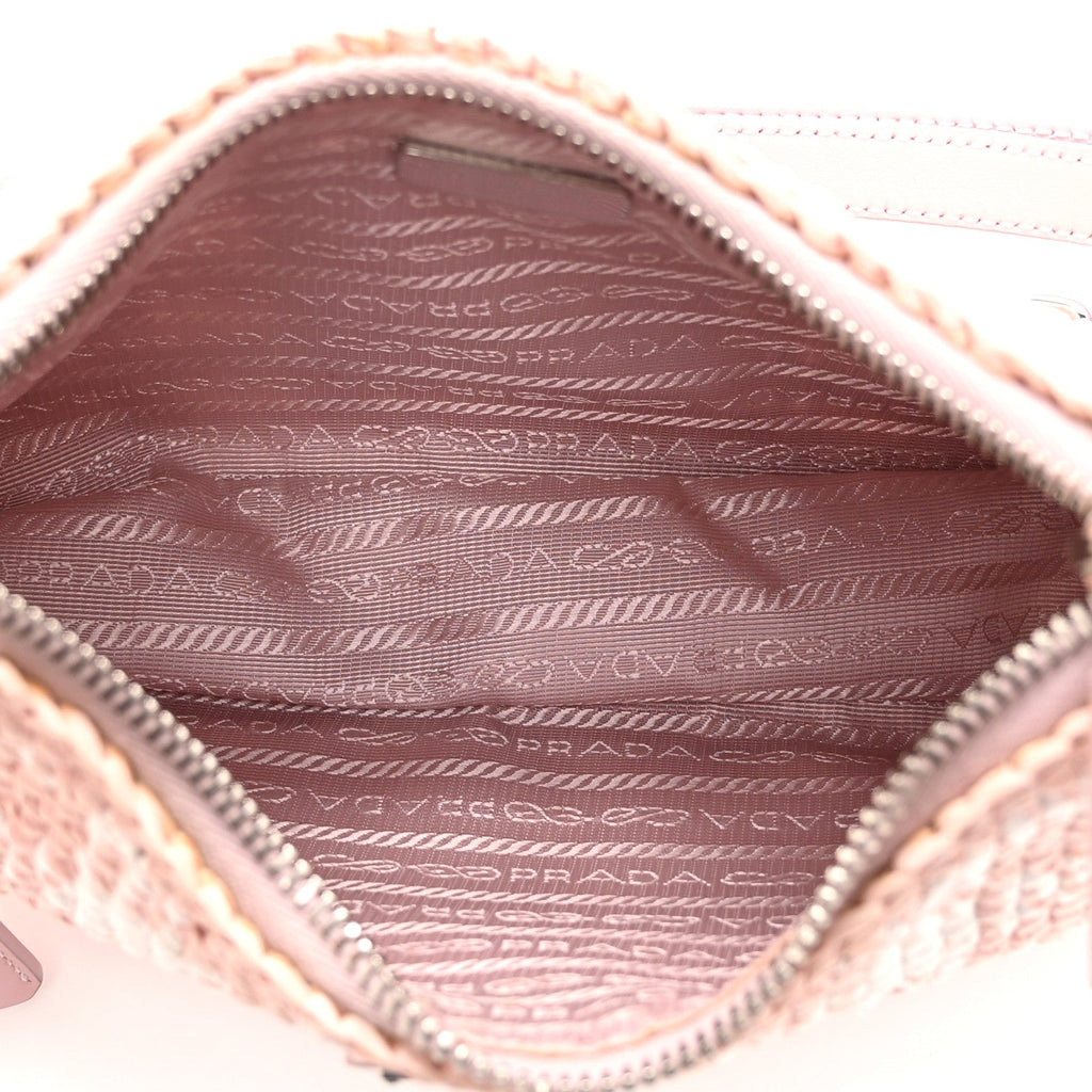 Yarn Raffia Effect Crochet Mini Re-Edition Shoulder Bag Alabastro