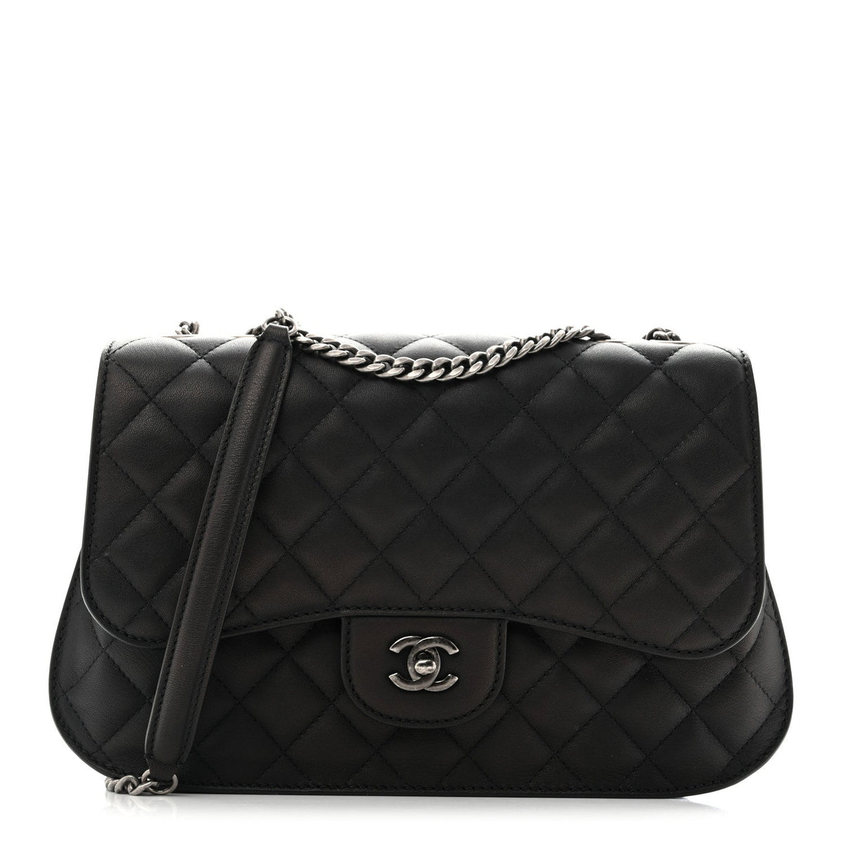 Metallic Goatskin Quilted Large Rock In Rome Flap Black