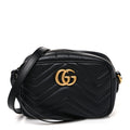 Calfskin Matelasse Mini GG Marmont Chain Shoulder Bag Black
