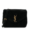 Suede Y Quilted Monogram Toy Loulou Crossbody Bag Black