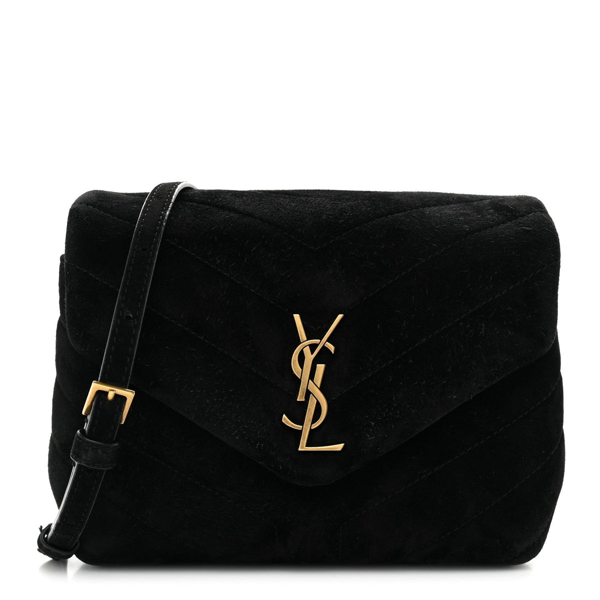 Suede Y Quilted Monogram Toy Loulou Crossbody Bag Black