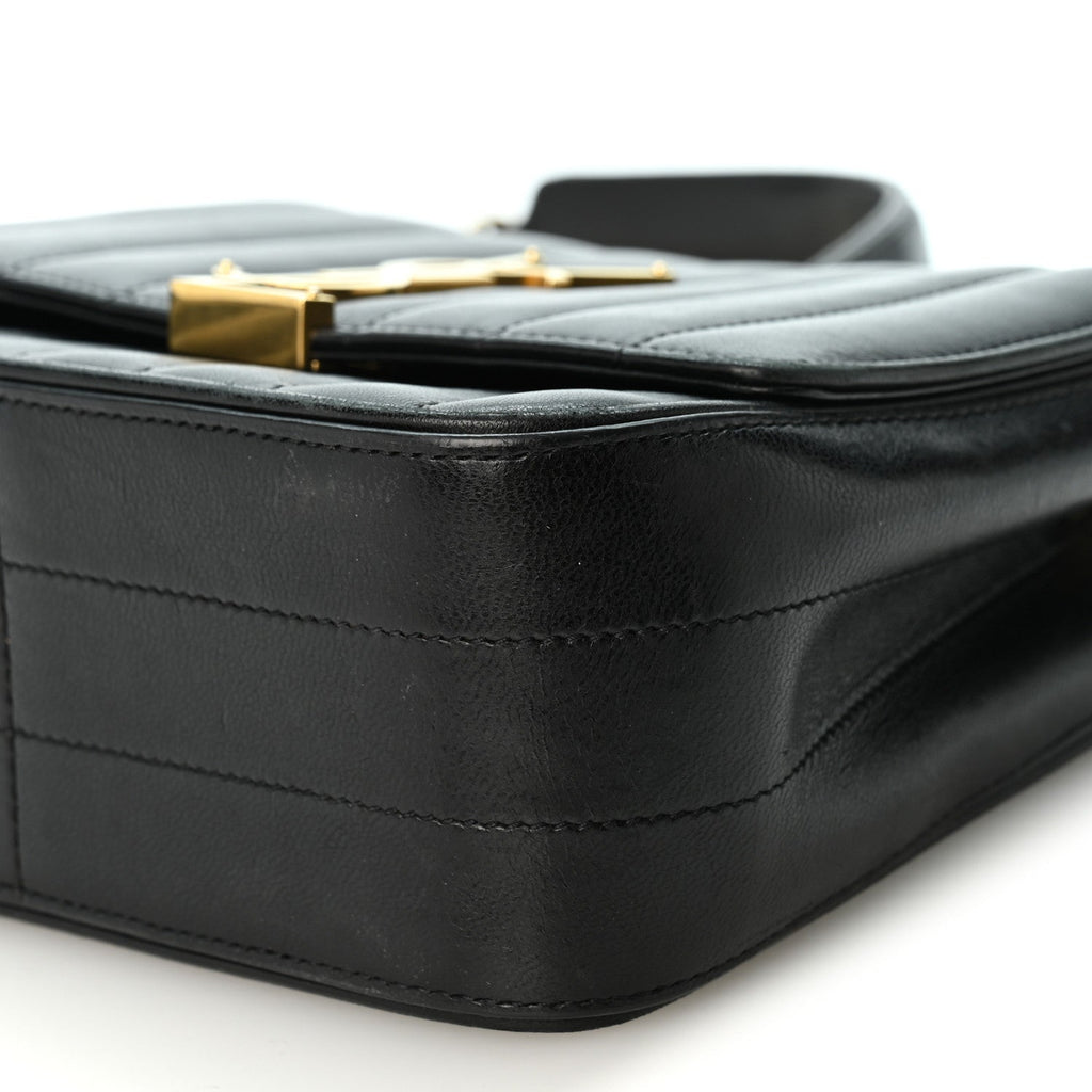 Lambskin Matelasse Monogram Medium Vicky Chain Bag Black