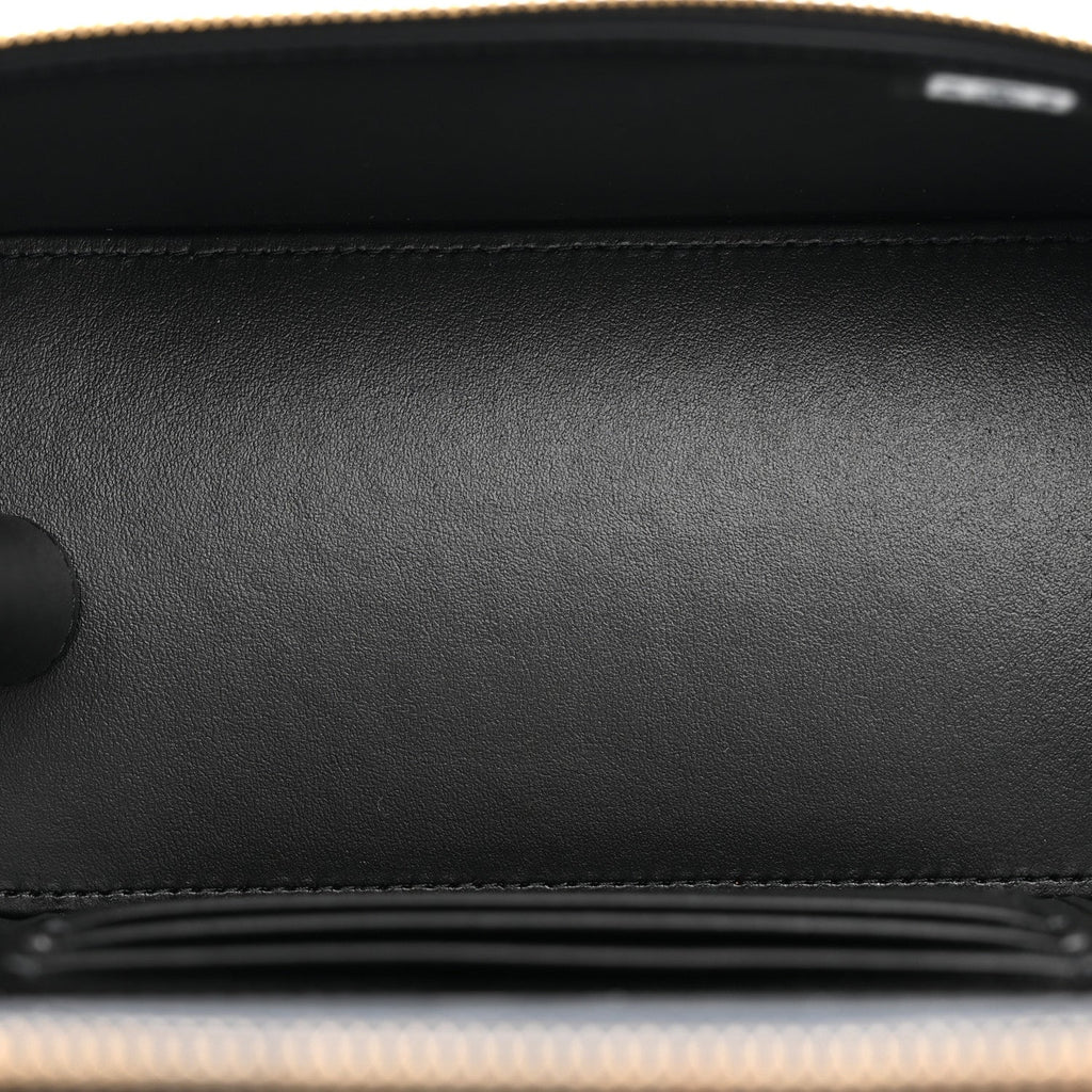 Calfskin Crocodile Embossed Crococo Small Top Handle Vanity Case With Chain Black