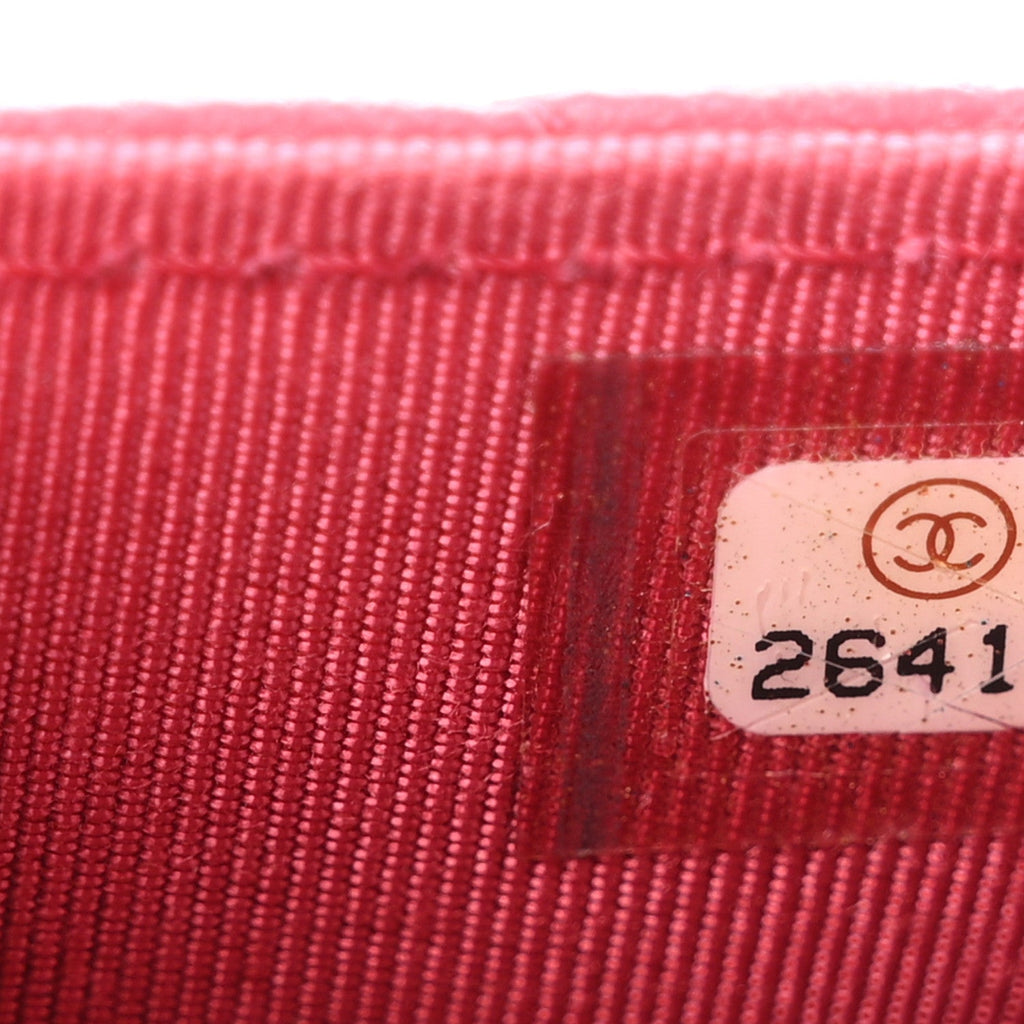 Lambskin Quilted Flap Card Holder On Chain Pink