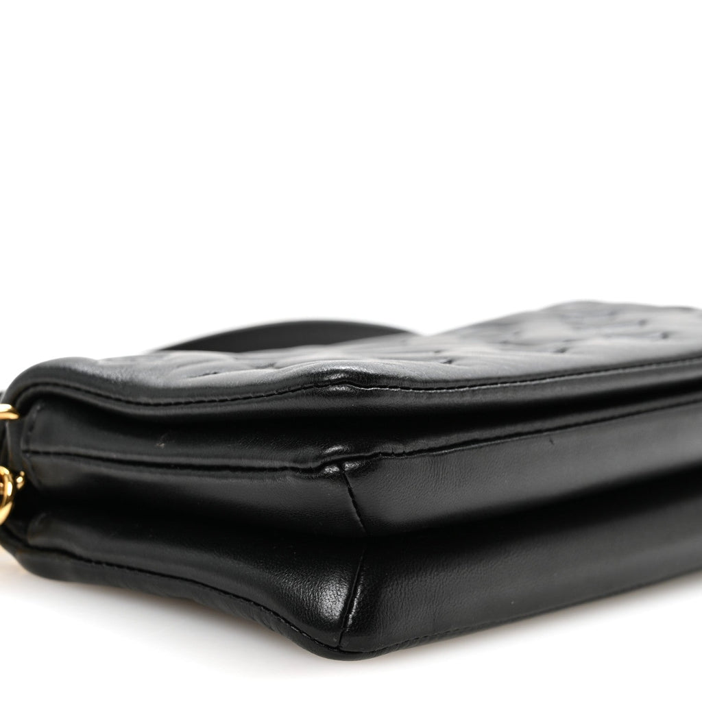 Lambskin Embossed Monogram Pochette Coussin Crossbody Black
